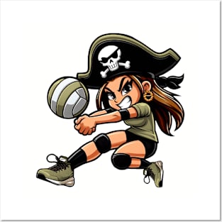 Lady Pirate Volleyball Mascot Posters and Art